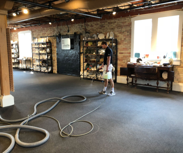 local business having their carpets cleaned
